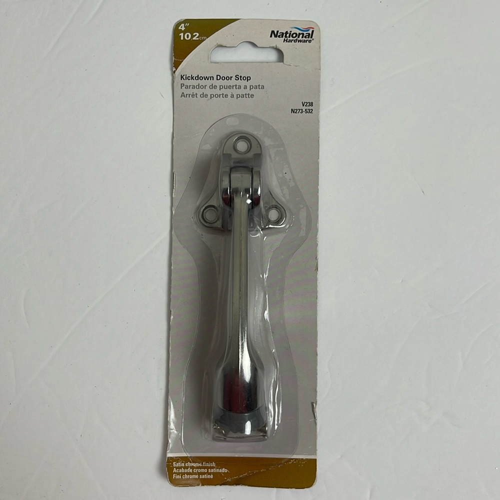 National Hardware 4" Kickdown Doorstop NEW / Satin Chrome Finish V238 N273-532
